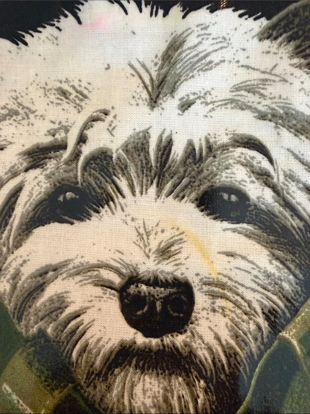 Harrods Vintage 90’s Black Tote with Westie in Green Tote